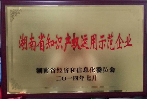 湖南省知識產(chǎn)權(quán)運(yùn)用示范企業(yè)2014.7