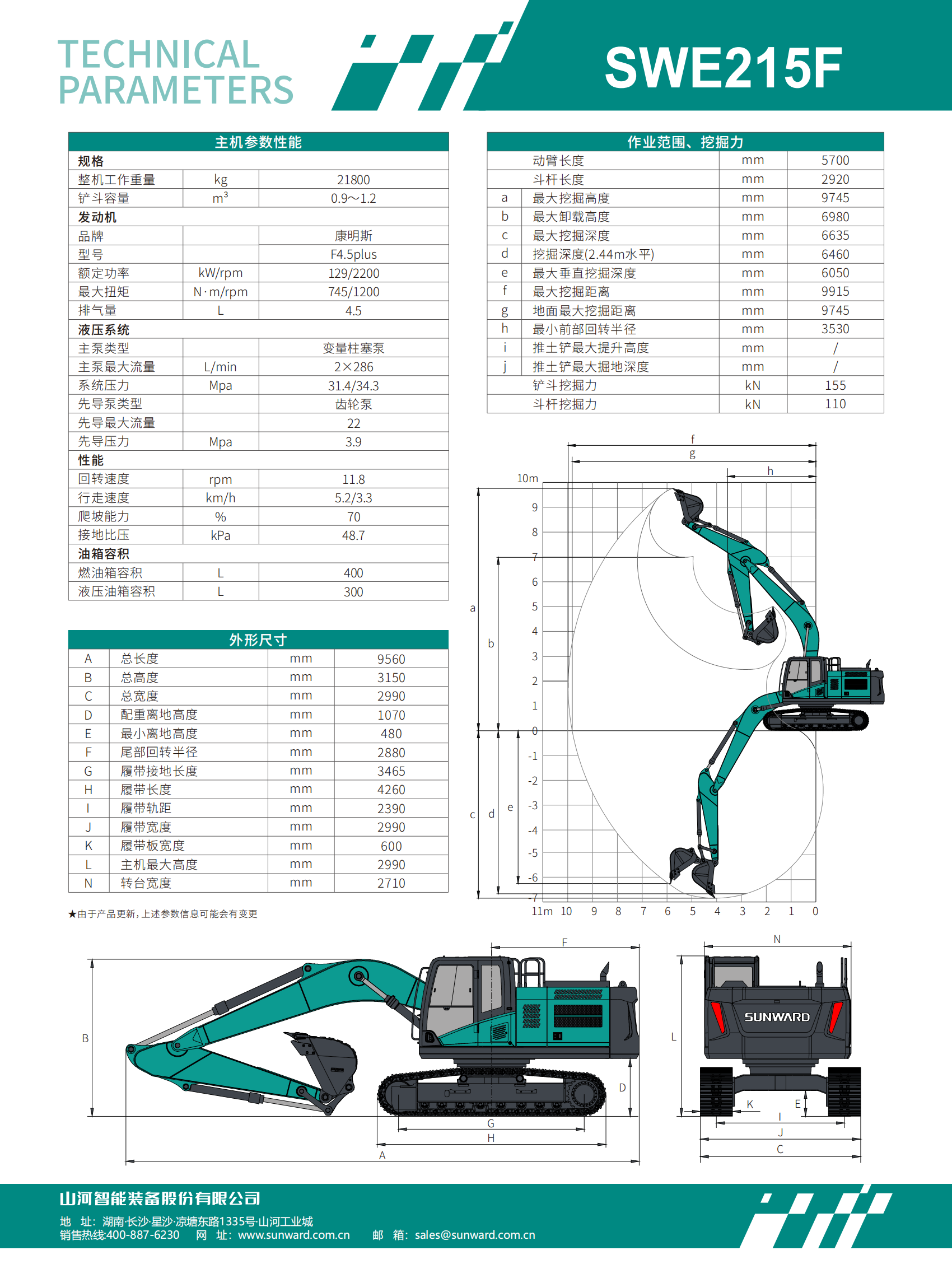 SWE215F 中型挖掘機